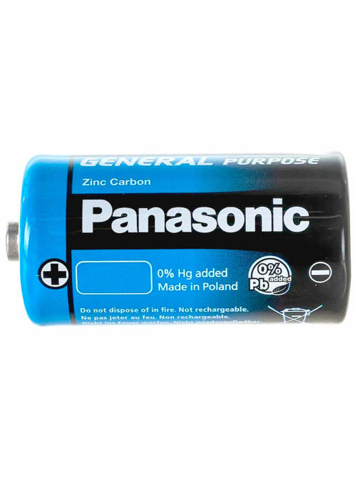 Батарейки КОМПЛЕКТ 2шт., PANASONIC D R20 (373), солевые, в пленке, 1.5 В
