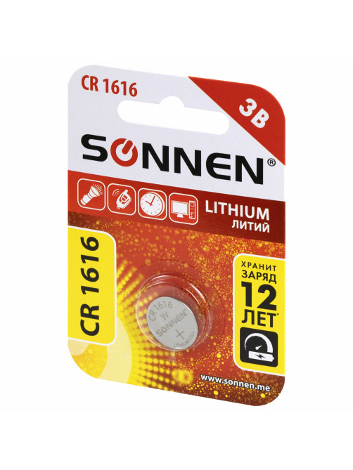 Батарейка литиевая SONNEN Lithium CR1616 
