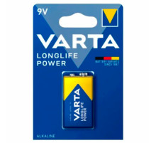 Батарейка алкалиновая 1 шт., VARTA LONGLIFE POWER, Крона 9V (6LR61, 6LF22, 1604A), 4922121411