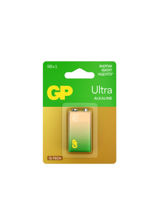 Батарейка 1 шт., GP Ultra G-Tech, Крона (6LR61, 6LF22, 1604A), алкалиновая, блистер, 1604AU-5CR1