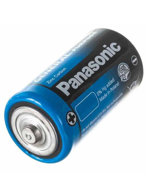 Батарейки КОМПЛЕКТ 2шт., PANASONIC D R20 (373), солевые, в пленке, 1.5 В
