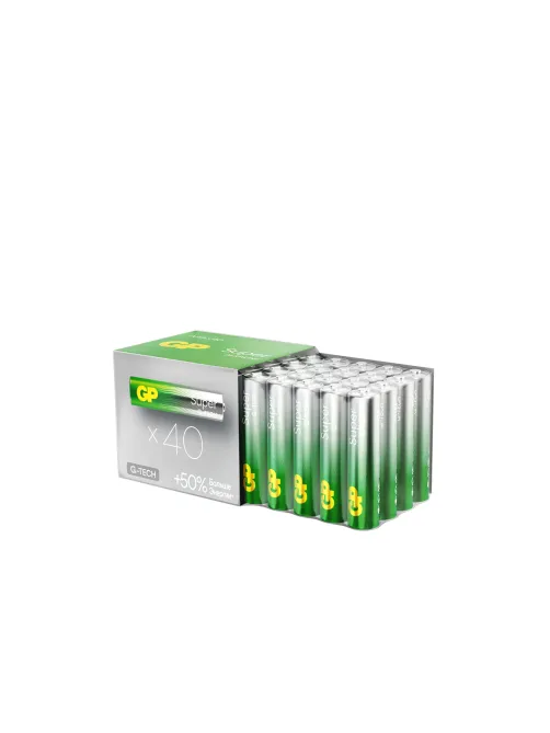 Батарейки КОМПЛЕКТ 40 шт., GP Super G-Tech AAA (LR03, 24А) алкалиновые, мизинчиковые, 24AA21-2CRSWC40