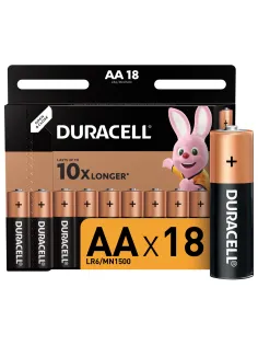 Батарейки КОМПЛЕКТ 18 шт., DURACELL Basic ОРИГИНАЛ, AA (LR6, 15А), алкалиновые, пальчиковые