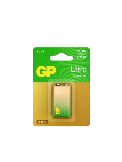 Батарейка 1 шт., GP Ultra G-Tech, Крона (6LR61, 6LF22, 1604A), алкалиновая, блистер, 1604AU-5CR1