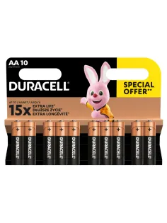 Батарейки КОМПЛЕКТ 10 шт., DURACELL Basic ОРИГИНАЛ, AA (LR6, 15А), алкалиновые, пальчиковые