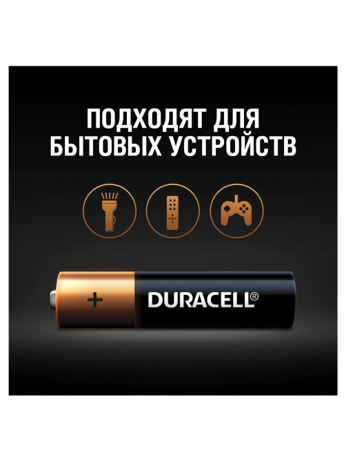 Батарейки КОМПЛЕКТ 12 шт., DURACELL Basic ОРИГИНАЛ, AAA (LR03, 24А), алкалиновые, мизинчиковые