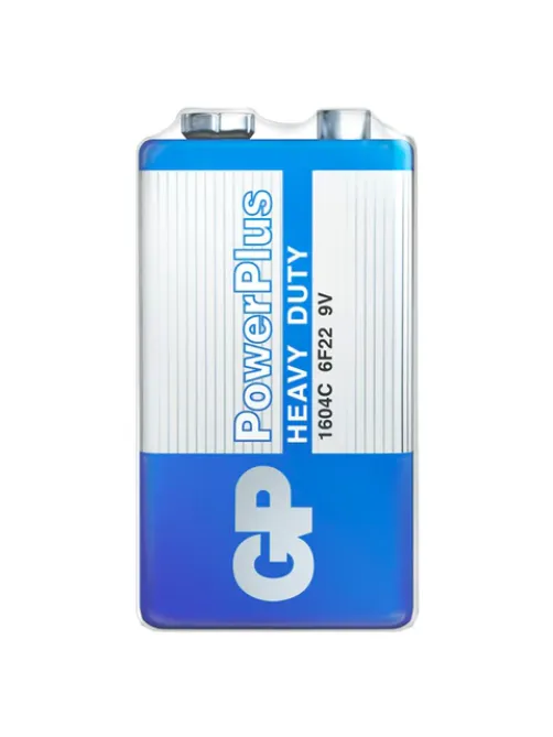 Батарейка 1 шт. GP PowerPlus, Крона (6R61, 6F22, 1604S), солевая, в плёнке, 1604CEBRA-2