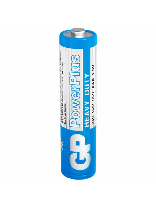 Батарейки КОМПЛЕКТ 4 шт., GP PowerPlus AAA (R03, 24G), солевые, мизинчиковые, в пленке, 24CEBRA-2S4