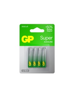 Батарейки КОМПЛЕКТ 4 шт., GP Super G-Tech, AAA (LR03, 24А), алкалиновые, мизинчиковые, блистер, 24A-2