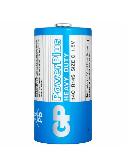 Батарейки КОМПЛЕКТ 2 шт., GP PowerPlus C (14C), солевые, в пленке, 14CEBRA-2S2