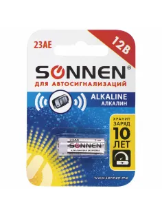 Батарейка SONNEN Alkaline, 23А (MN21), алкалиновая, для сигнализаций, 1 шт., в блистере, 451977