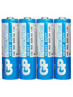 Батарейки КОМПЛЕКТ 4 шт., GP PowerPlus AA (R6, 15G), солевые, пальчиковые, в пленке, 15CEBRA-2S4