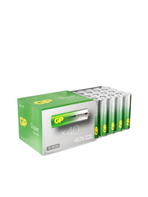 Батарейки КОМПЛЕКТ 40 шт., GP Super G-Tech, AA (LR6,15А), алкалиновые, пальчиковые, 15AA21-2CRSWC40