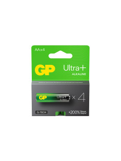 Батарейки КОМПЛЕКТ 4 шт., GP Ultra Plus G-Tech, AA (LR6), алкалиновые, пальчиковые, 15AUPA21-2CRSB4