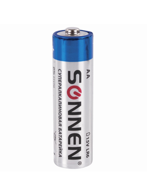 Батарейки КОМПЛЕКТ 10 шт., SONNEN Super Alkaline, АА (LR6,15А), алкалиновые, пальчиковые, в коробке, 454231
