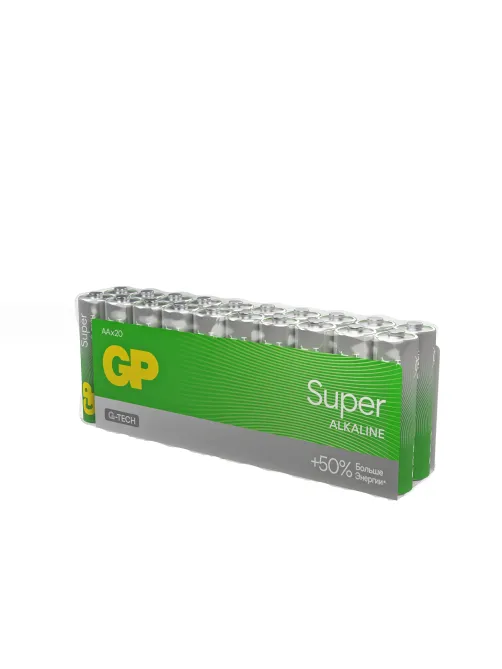 Батарейки КОМПЛЕКТ 20 шт., GP Super G-Tech, AA (LR6,15А), алкалиновые, пальчиковые, 15A-2CRVS20, GP 15A-2CRVS20