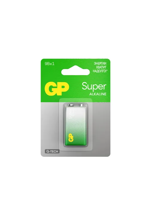 Батарейка 1 шт., GP Super G-Tech, Крона (6LR61, 6LF22, 1604A), алкалиновая, блистер, 1604A-5CR1, 1604A-BC1
