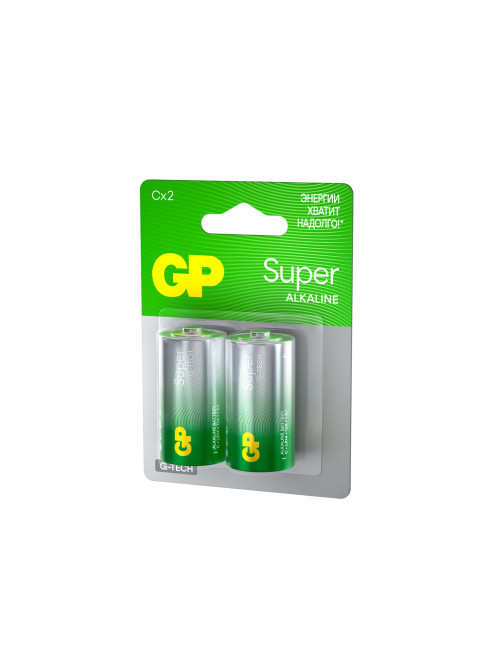 Батарейки КОМПЛЕКТ 2 шт., GP Super G-Tech, С (LR14, 14А), алкалиновые, блистер, 14A-2CR2