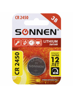 Батарейка литиевая SONNEN Lithium CR2450 