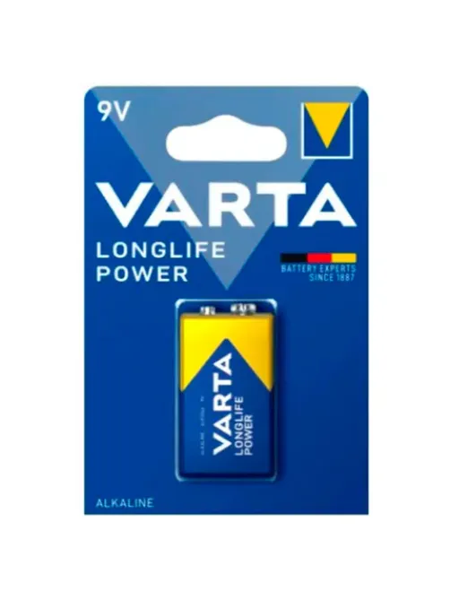 Батарейка алкалиновая 1 шт., VARTA LONGLIFE POWER, Крона 9V (6LR61, 6LF22, 1604A), 4922121411