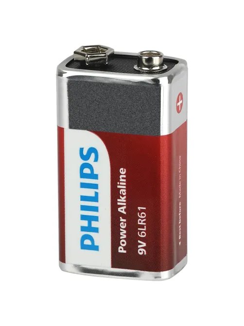 Батарейка алкалиновая 1 шт. PHILIPS Power Alkaline, Крона 9V (6LR61, 6LF22, 1604A), блистер, Б0062717