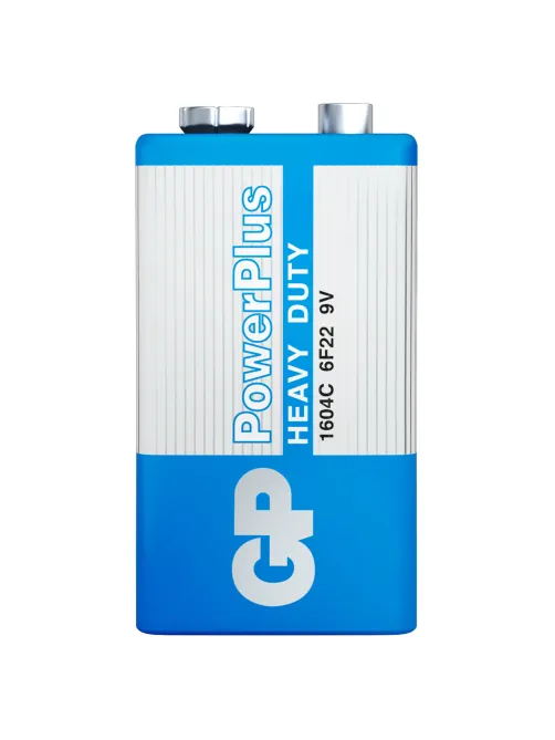 Батарейка 1 шт. GP PowerPlus, Крона (6R61, 6F22, 1604S), солевая, в плёнке, 1604CEBRA-2