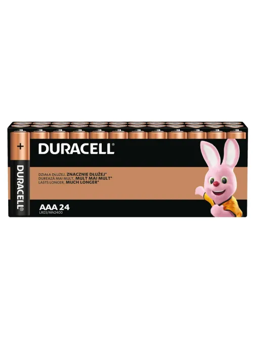 Батарейки КОМПЛЕКТ 24 шт., DURACELL Basic ОРИГИНАЛ, ААА (LR03, 24А), алкалиновые, мизинчиковые, Б0064969
