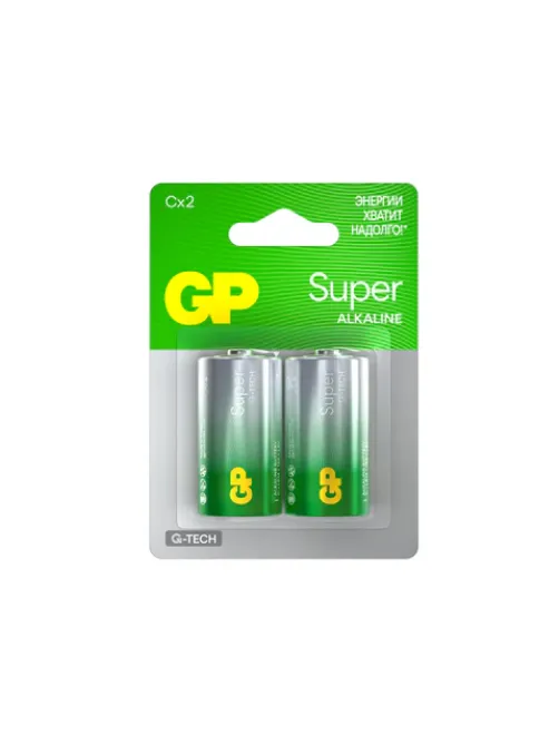 Батарейки КОМПЛЕКТ 2 шт., GP Super G-Tech, С (LR14, 14А), алкалиновые, блистер, 14A-2CR2