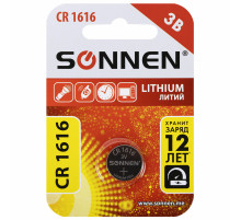Батарейка литиевая SONNEN Lithium CR1616 