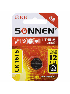 Батарейка литиевая SONNEN Lithium CR1616 