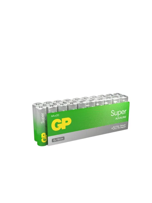 Батарейки КОМПЛЕКТ 20 шт., GP Super G-Tech, AA (LR6,15А), алкалиновые, пальчиковые, 15A-2CRVS20, GP 15A-2CRVS20