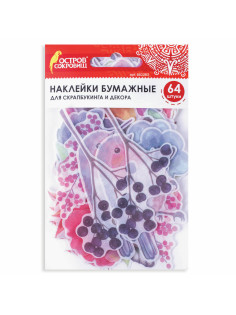 Наклейки для скрапбукинга ПРИРОДА из washi-бумаги, 64 штуки, 32 дизайна, ОСТРОВ СОКРОВИЩ, 662263