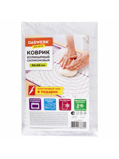 Коврик силиконовый для раскатки/запекания 46х66 см, фиолетовый, ПОДАРОК пластиковый нож, DASWERK (ДАСВЕРК), 608427