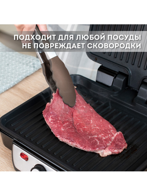 Набор силиконовых кухонных принадлежностей с деревянными ручками 12 в 1, серо-коричневый, DASWERK (ДАСВЕРК), 608195