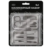 Универсальный набор для маникюра и педикюра 9 в 1 в футляре, MINI, красный, блистер, WBZ (ВБЗ), 609497