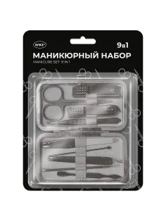 Универсальный набор для маникюра и педикюра 9 в 1 в футляре, MINI, красный, блистер, WBZ (ВБЗ), 609497