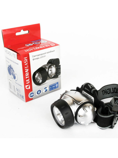 Фонарь налобный ULTRAFLASH 7хLED, 3 режима, питание 3хААА (не в комплекте), LED5351