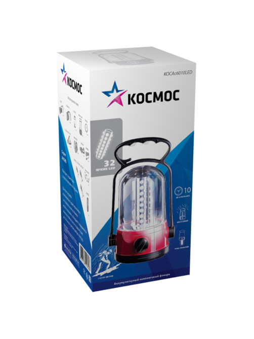 Фонарь туристический аккумуляторный КОСМОС 32хLED, заряд от сети, КОС6010LED, KOCAc6010LED