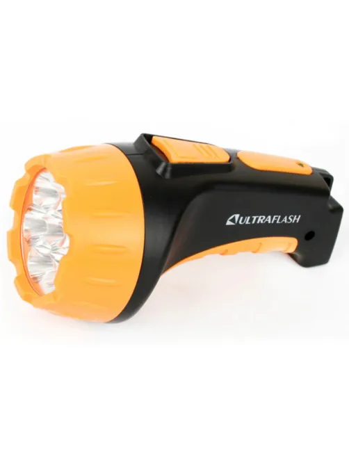 Фонарь аккумуляторный ULTRAFLASH 7хLED, 2 режима, выдвижная вилка, заряд от сети, LED3807