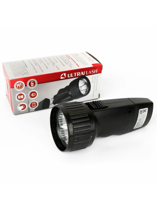 Фонарь аккумуляторный ULTRAFLASH 5хLED, вилка, заряд от сети, LED3859