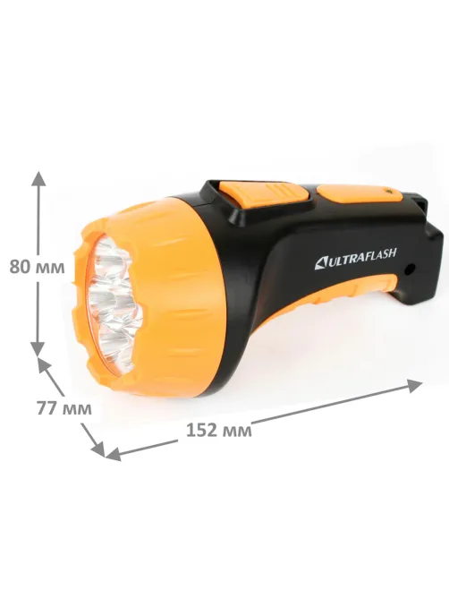 Фонарь аккумуляторный ULTRAFLASH 7хLED, 2 режима, выдвижная вилка, заряд от сети, LED3807