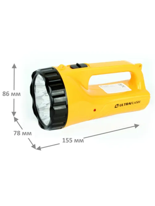 Фонарь аккумуляторный ULTRAFLASH 9хLED+12хLED, 2 режима, выдвижная вилка, заряд от сети, LED3816SM