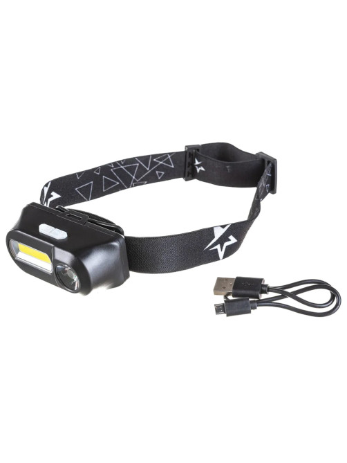 Фонарь налобный аккумуляторный КОСМОС, 3 Вт, LED + 3 Вт, СОВ, Li-ion, заряд от USB, KocH3WDLith