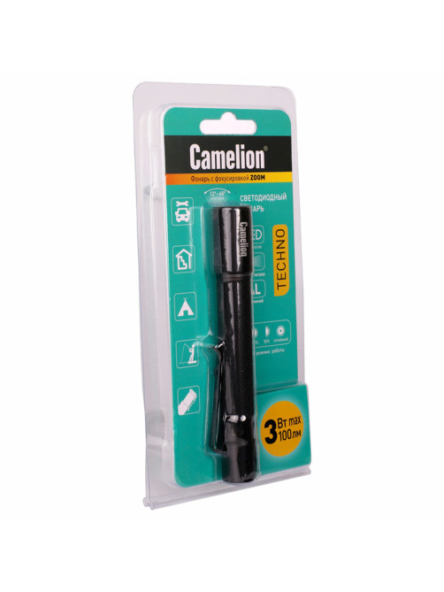 Фонарь CAMELION XP-E, ЯРКИЙ, ZOOM, 3 режима, питание 2хААА (не в комплекте), LED51533