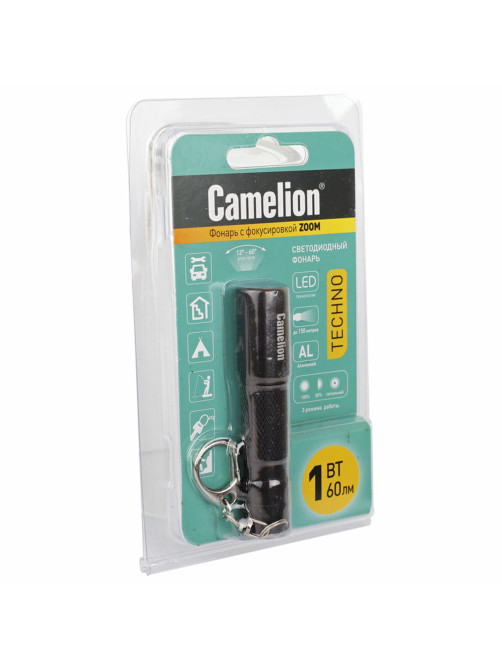 Фонарь компактный CAMELION XP-E, ЯРКИЙ, ZOOM, 3 режима, питание 1хAAА (не в комплекте), LED51532