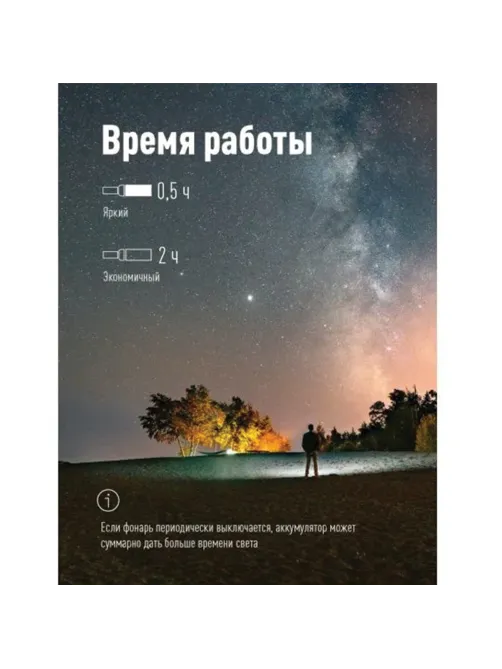 Фонарь аккумуляторный КОСМОС 1 Вт, LED, Li-ion, заряд от USB, KOS117Lit