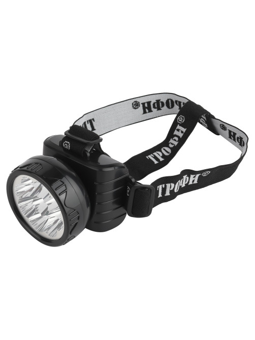Фонарь налобный аккумуляторный ТРОФИ 9xLED, 2 режима, провод, заряд от сети, TG9