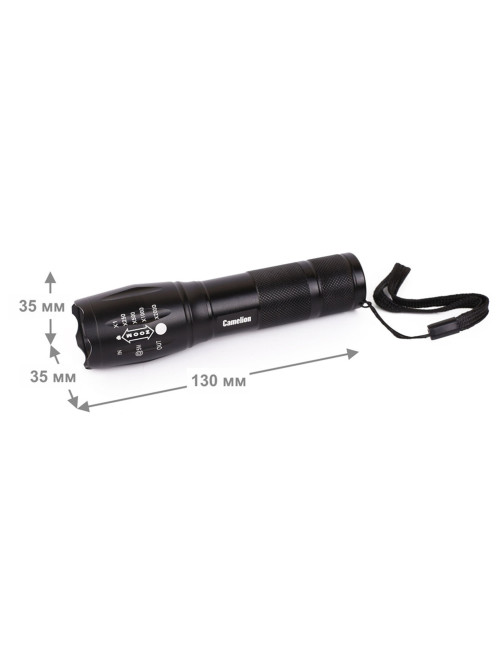 Фонарь CAMELION XML-T6, ЯРКИЙ, ZOOM, 5 режимов, питание 3xAAА или 18650 (не в комплекте), LED51530