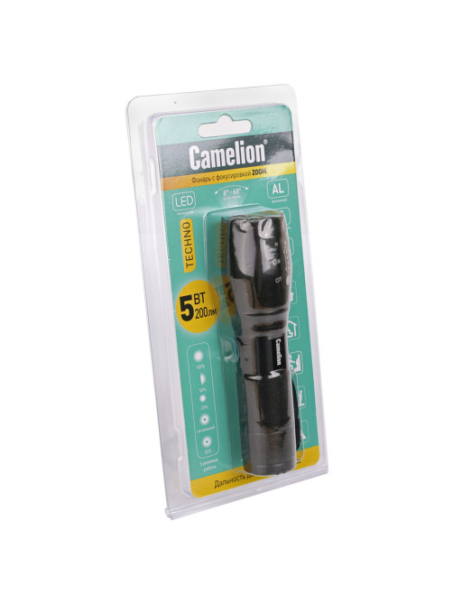 Фонарь CAMELION XML-T6, ЯРКИЙ, ZOOM, 5 режимов, питание 3xAAА или 18650 (не в комплекте), LED51530