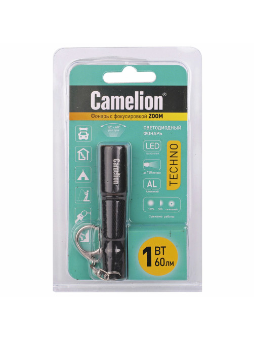 Фонарь компактный CAMELION XP-E, ЯРКИЙ, ZOOM, 3 режима, питание 1хAAА (не в комплекте), LED51532